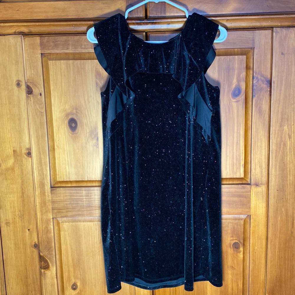 Cat & Jack Black Girls Soft Milo Colored Sparkled Ruffled Holiday Dress